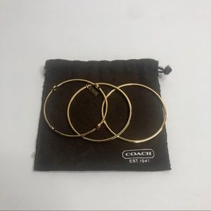 Coach  3 Gold Bangle Bracelets Set w/ Coach pouch